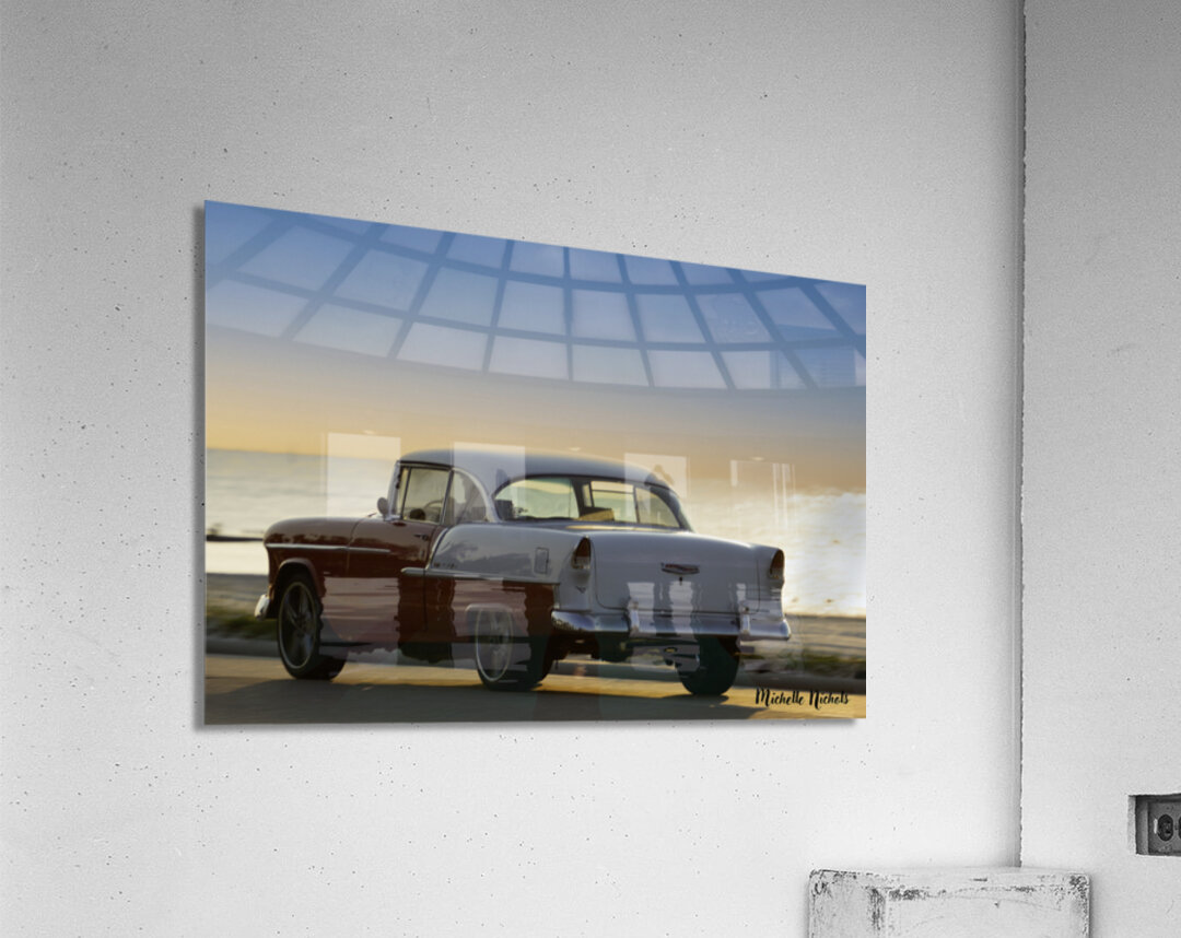 Red and White Classic Car on the Beach Acrylic Print