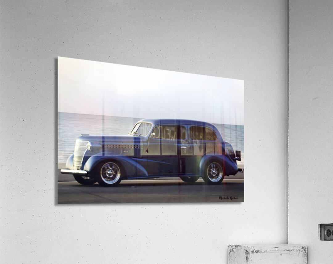 Royal Blue Classic Car on the Beach Acrylic Print