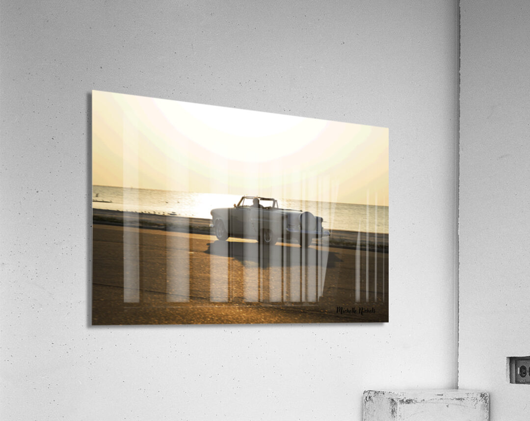 White Classic Convertible On The Beach Acrylic Print