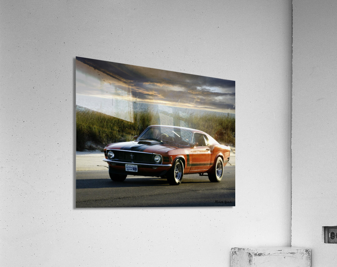 Red Mustang w Black Stripe Acrylic Print