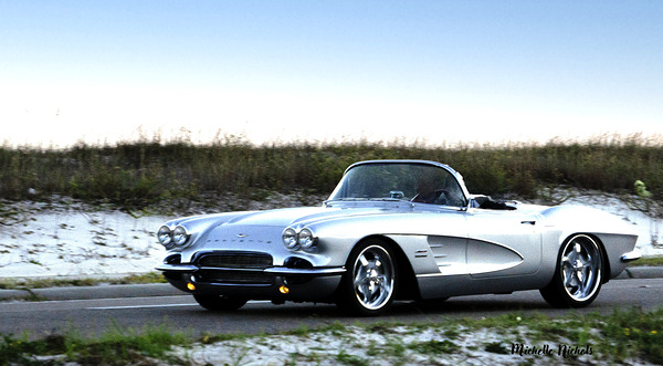 Convertible Silver Corvette Print