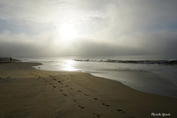 Footprints On The Beach Print