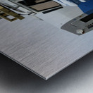 Blue Chevy Wagon with Trailer Metal print