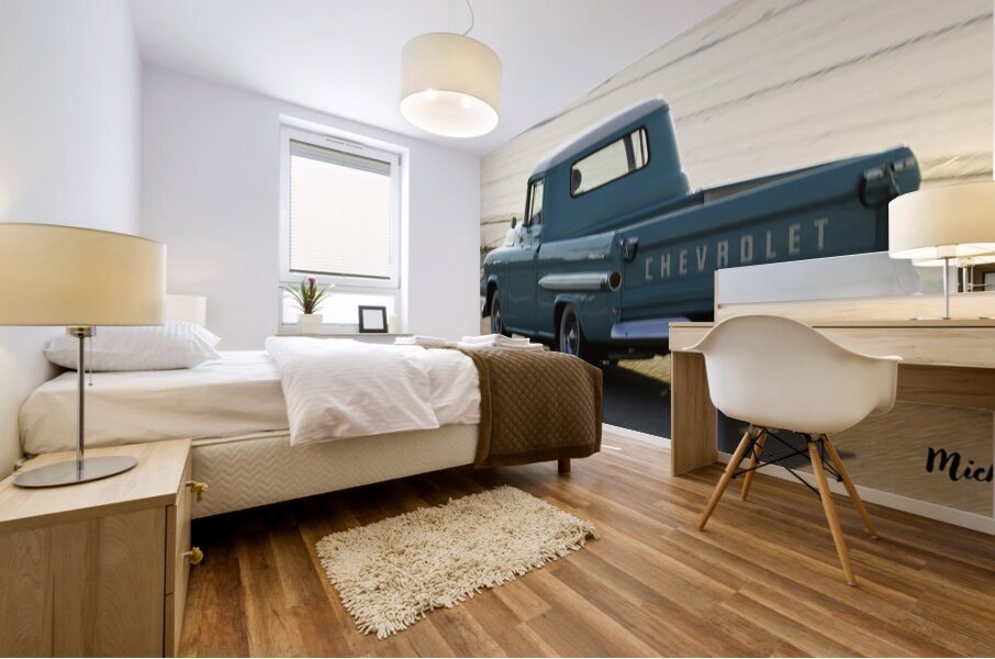 Light Blue Chevy Truck Mural print