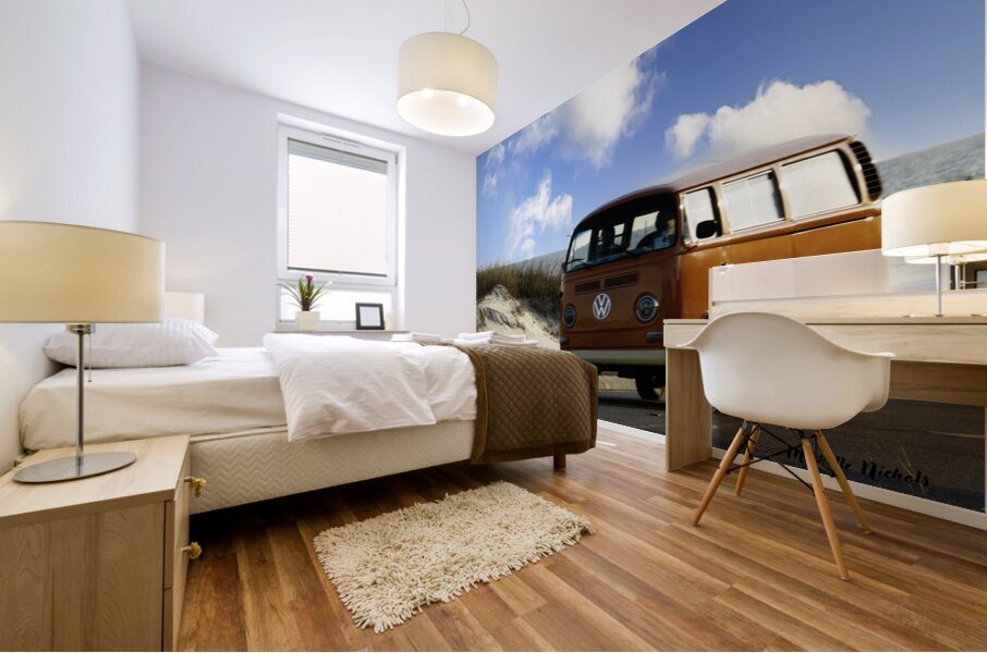 Orange VW Van Mural print