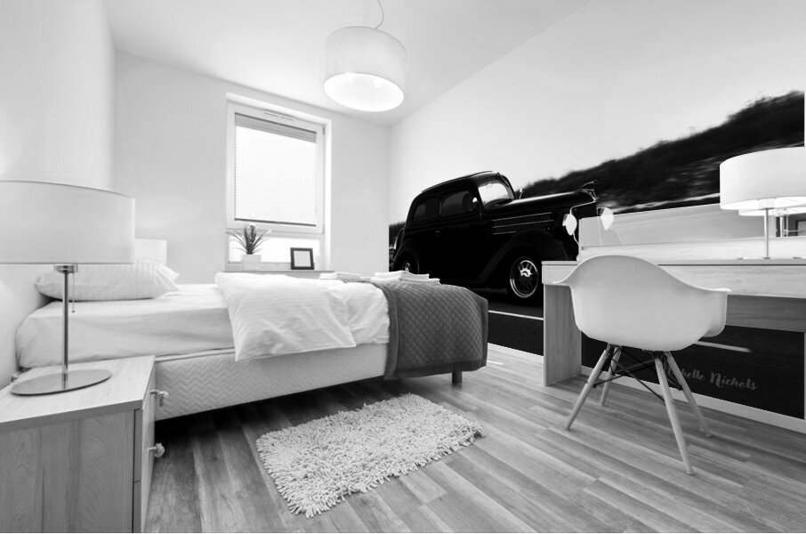 Black  White Cruisin Mural print