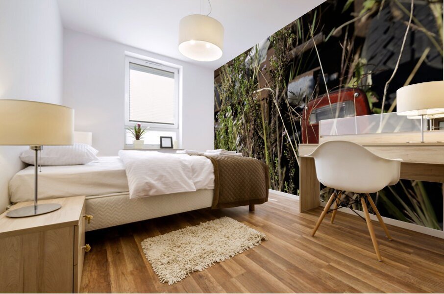 Flowers in the Junkyard Mural print