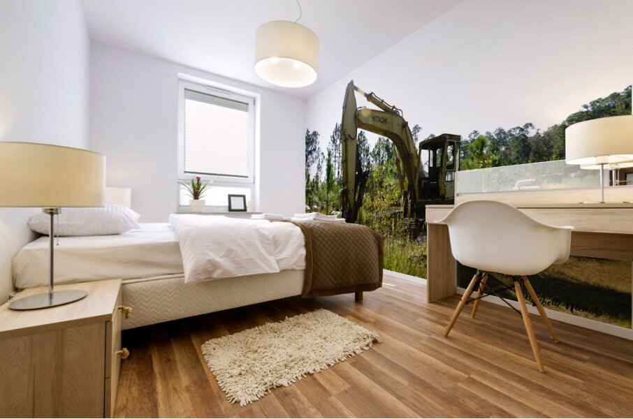 Old Rusty Excavator Mural print