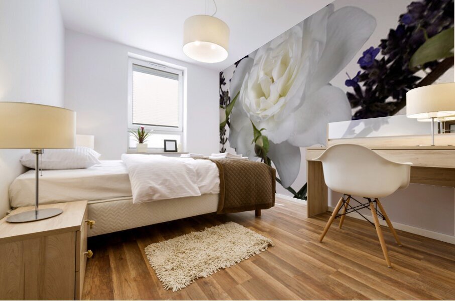 White Rose and Anise Hyssop Mural print