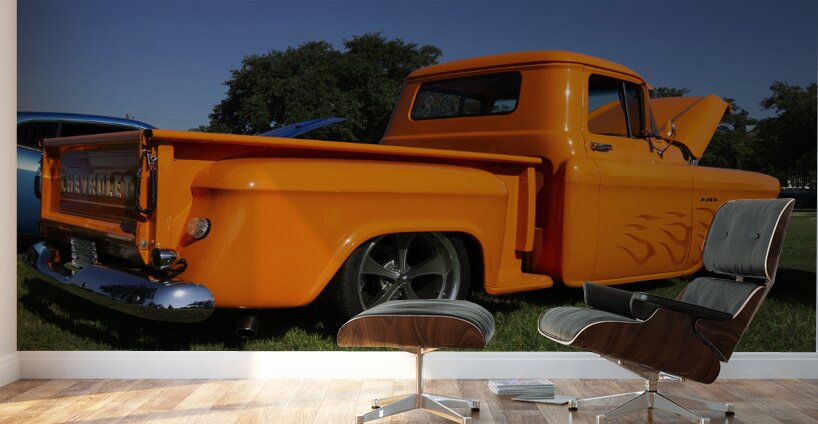 Orange Chevy Truck Wall Murals