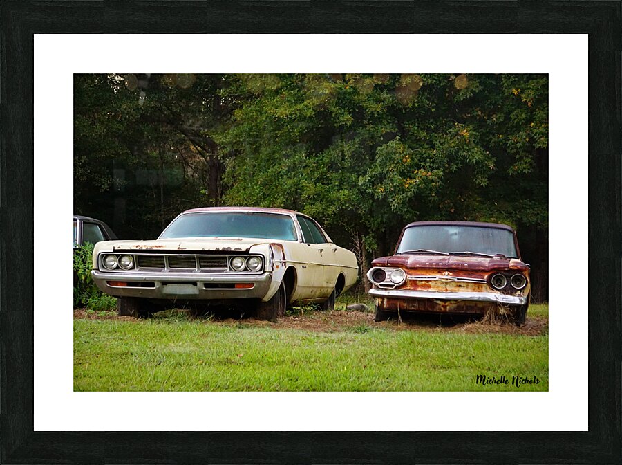 Old Cars in a Field Picture Frame print