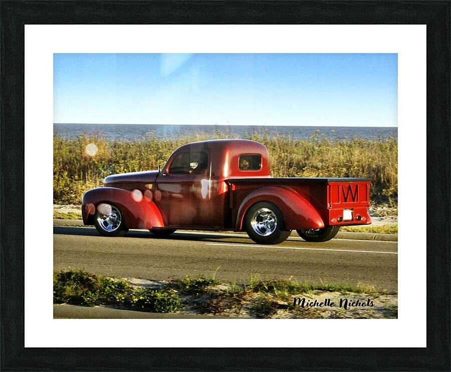 Red Cruisin  Truck Picture Frame print