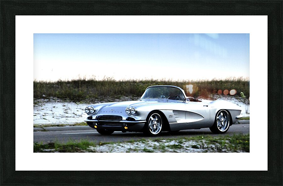 Convertible Silver Corvette Picture Frame print