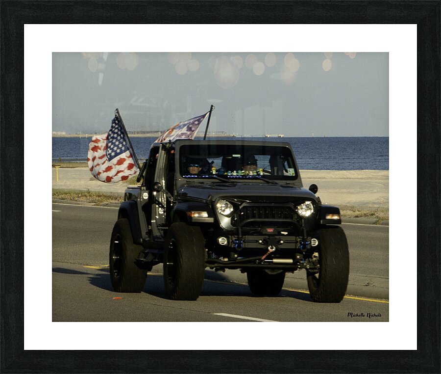 Jeep with Flags Picture Frame print