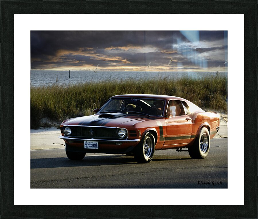 Red Mustang w Black Stripe Picture Frame print