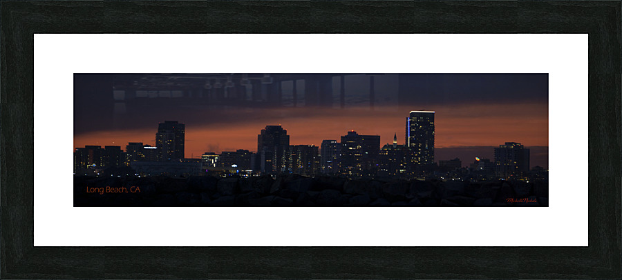 Long Beach CA Sunset Signed Picture Frame print