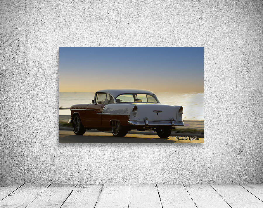 Red and White Classic Car on the Beach Wall Preview