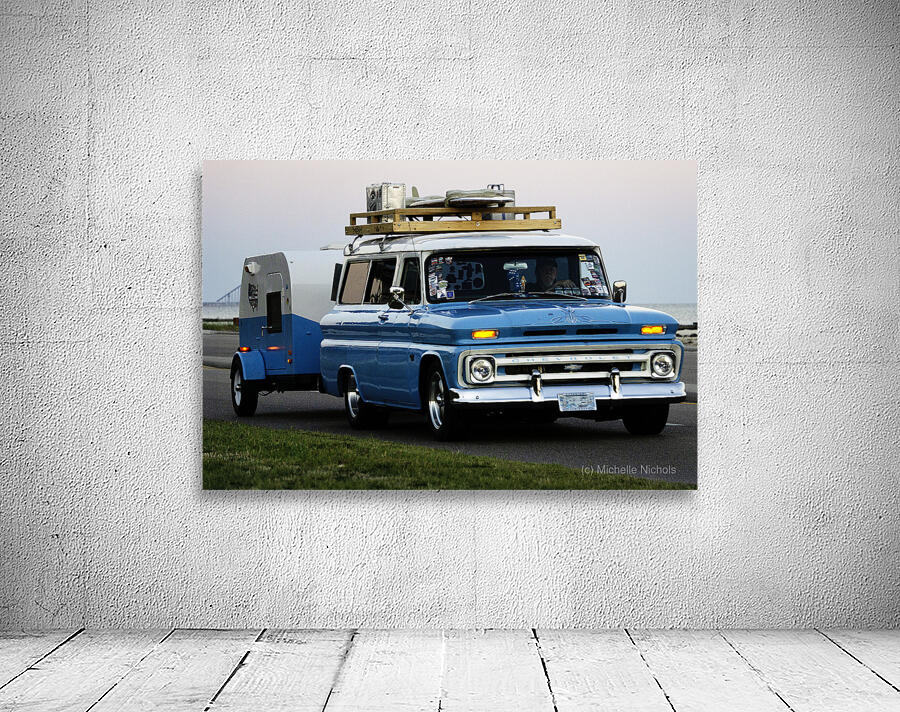 Blue Chevy Wagon with Trailer Wall Preview