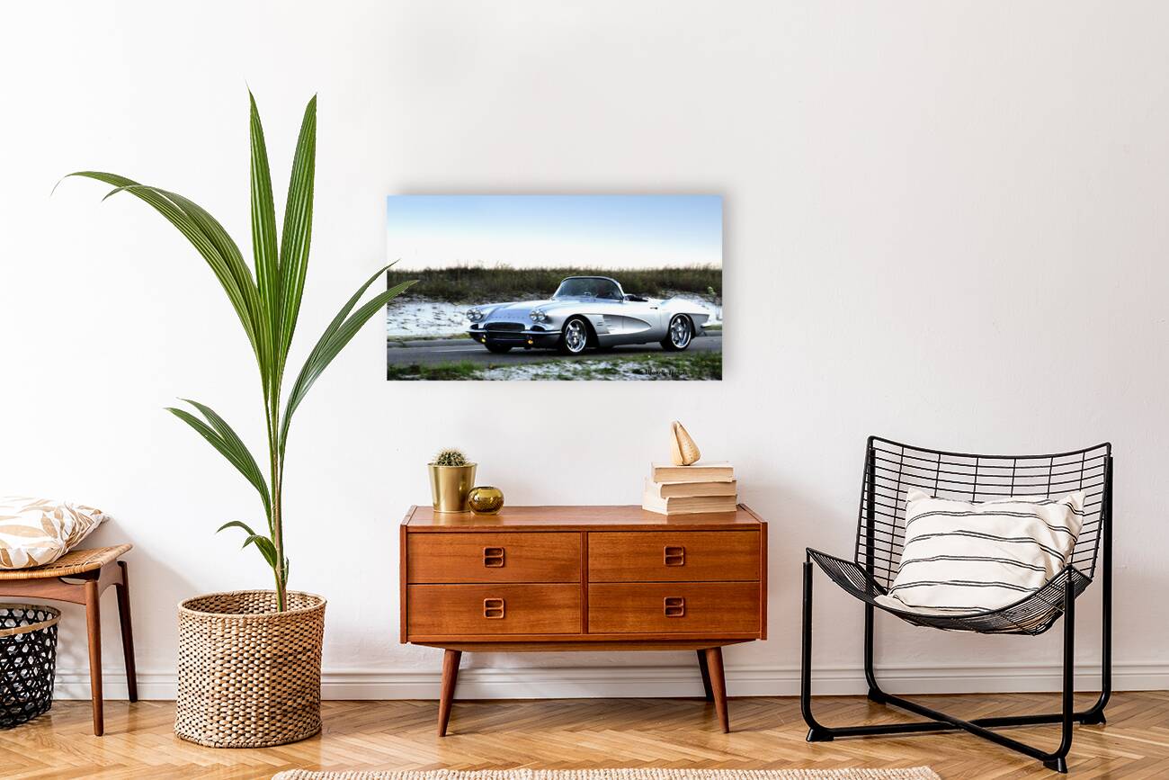 Convertible Silver Corvette Reproduction