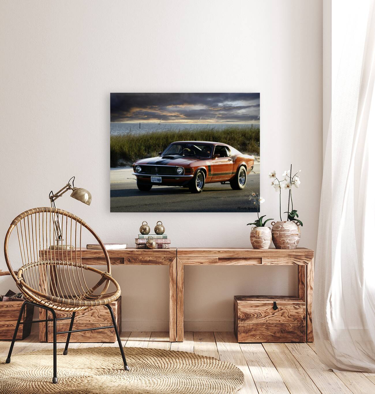 Red Mustang w Black Stripe Reproduction