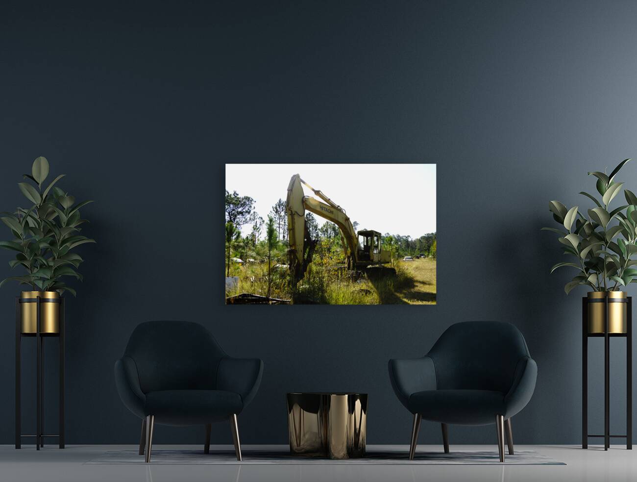 Old Rusty Excavator Reproduction