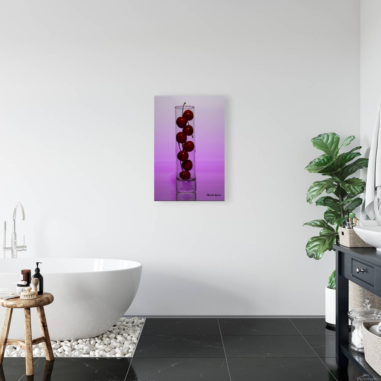 Vase of Cherries Reproduction