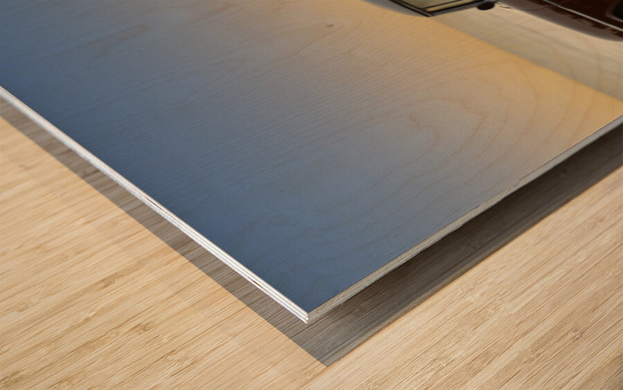 Red and White Classic Car on the Beach Wood print