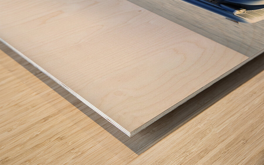 Royal Blue Classic Car on the Beach Wood print