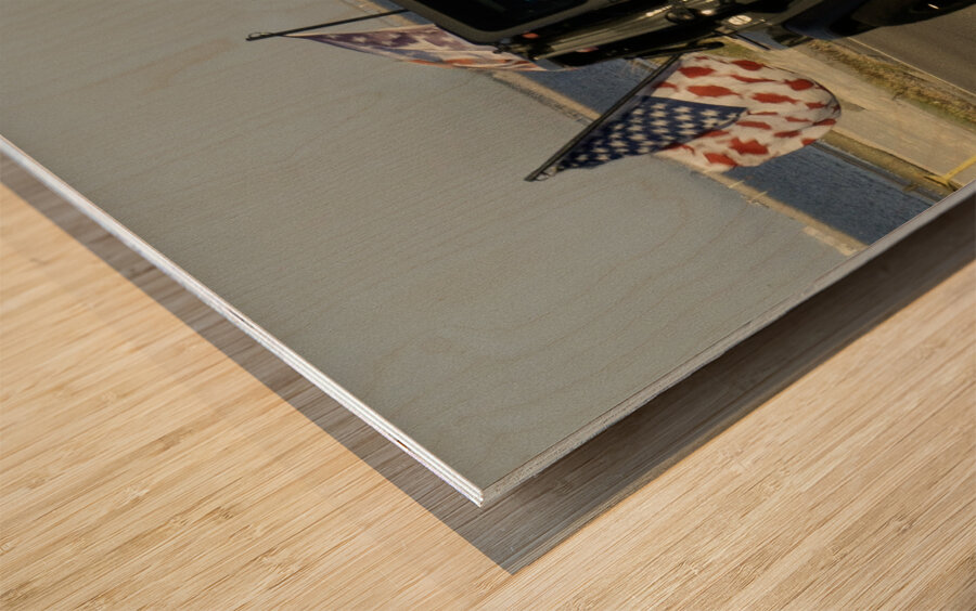 Jeep with Flags Wood print