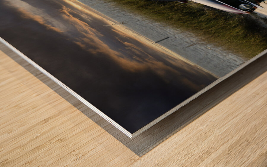 Red Mustang w Black Stripe Wood print