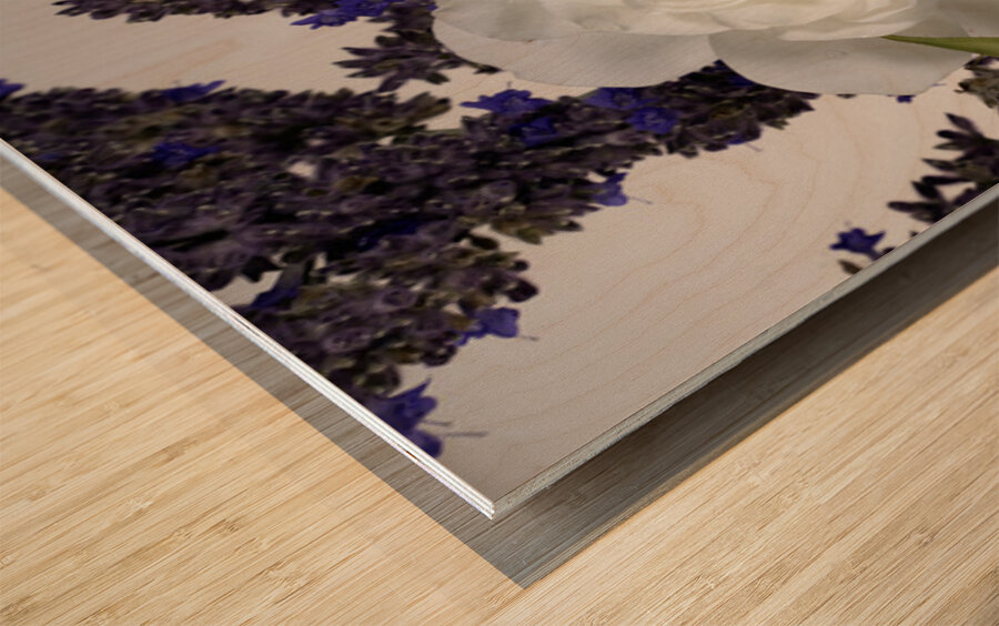 White Rose and Anise Hyssop Wood print